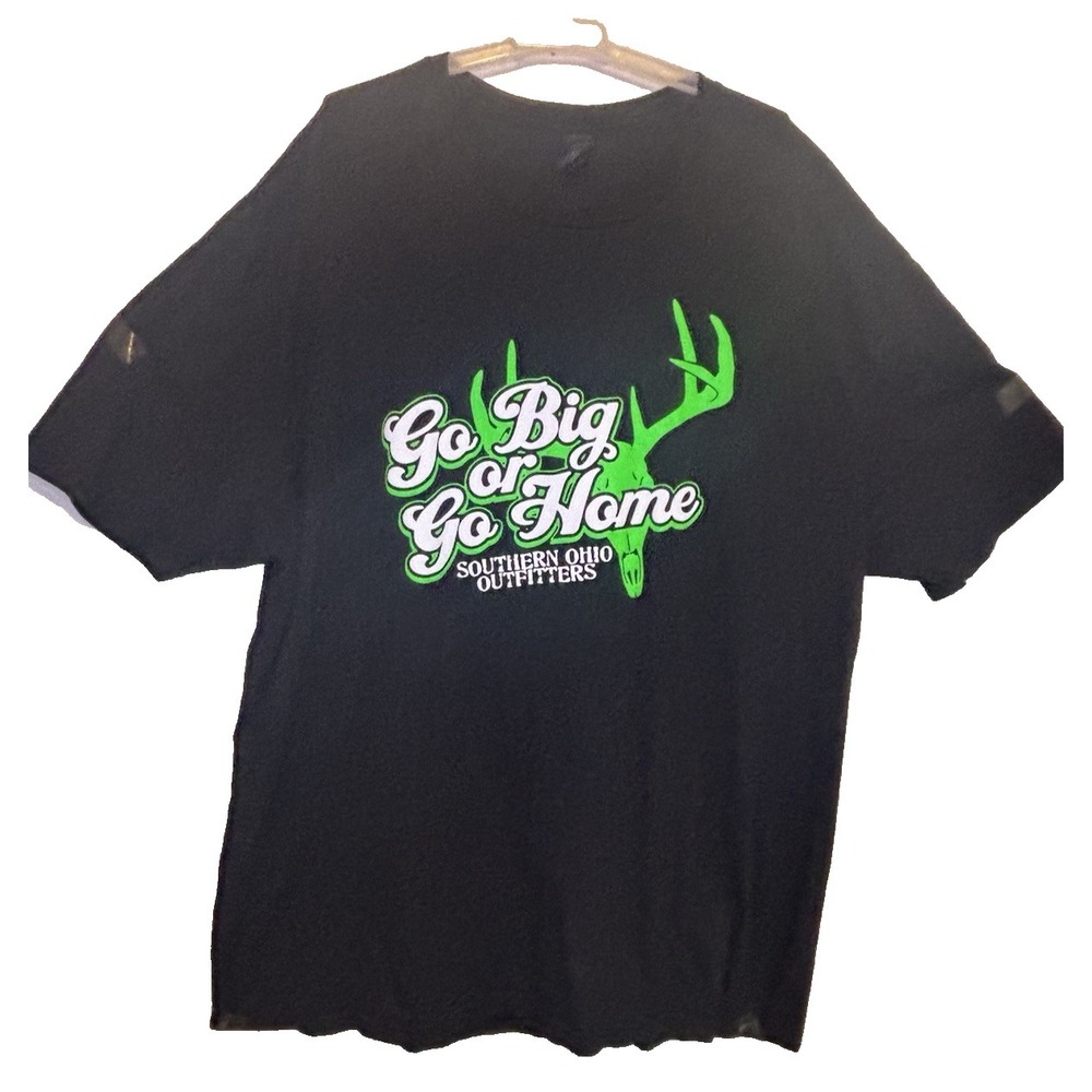 Gildan T shirt Men's Black‎ 2XL  "Go Big or Go Home" Deer Graphic Jackson Ohio